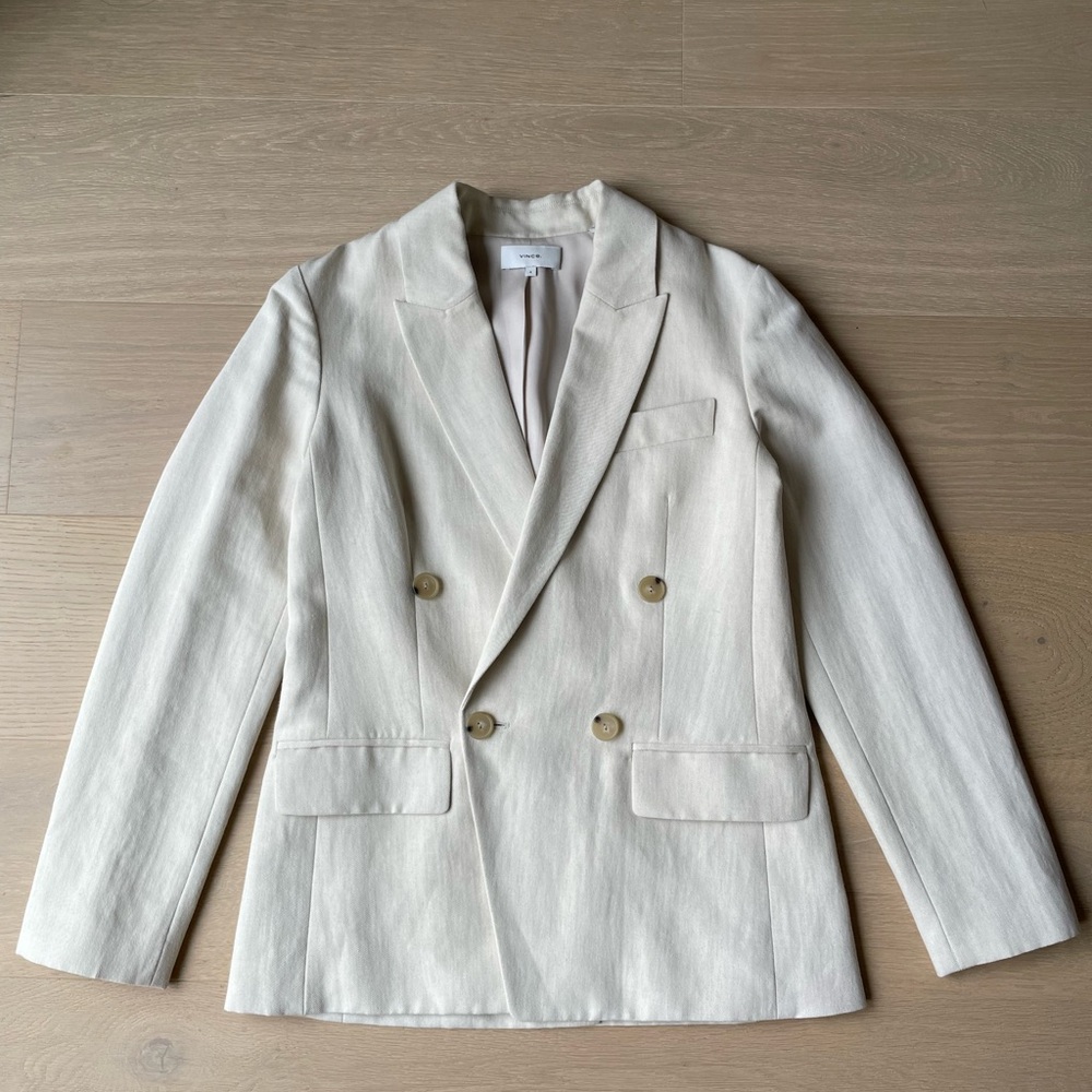 Vince Double-Breasted Cream Blazer